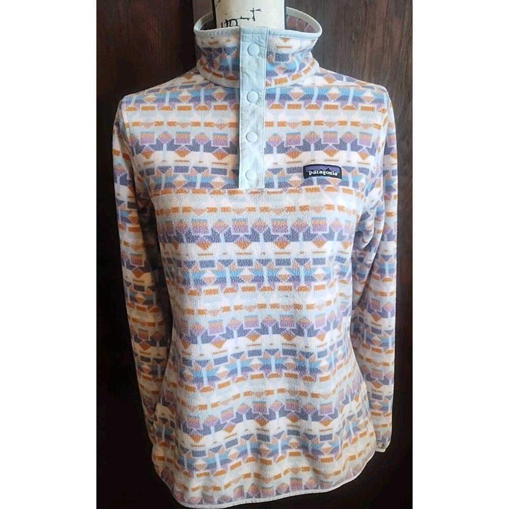 Patagonia Fleece Womens Small Geometric Aztec Ortega Snap Pullover Jacket Top